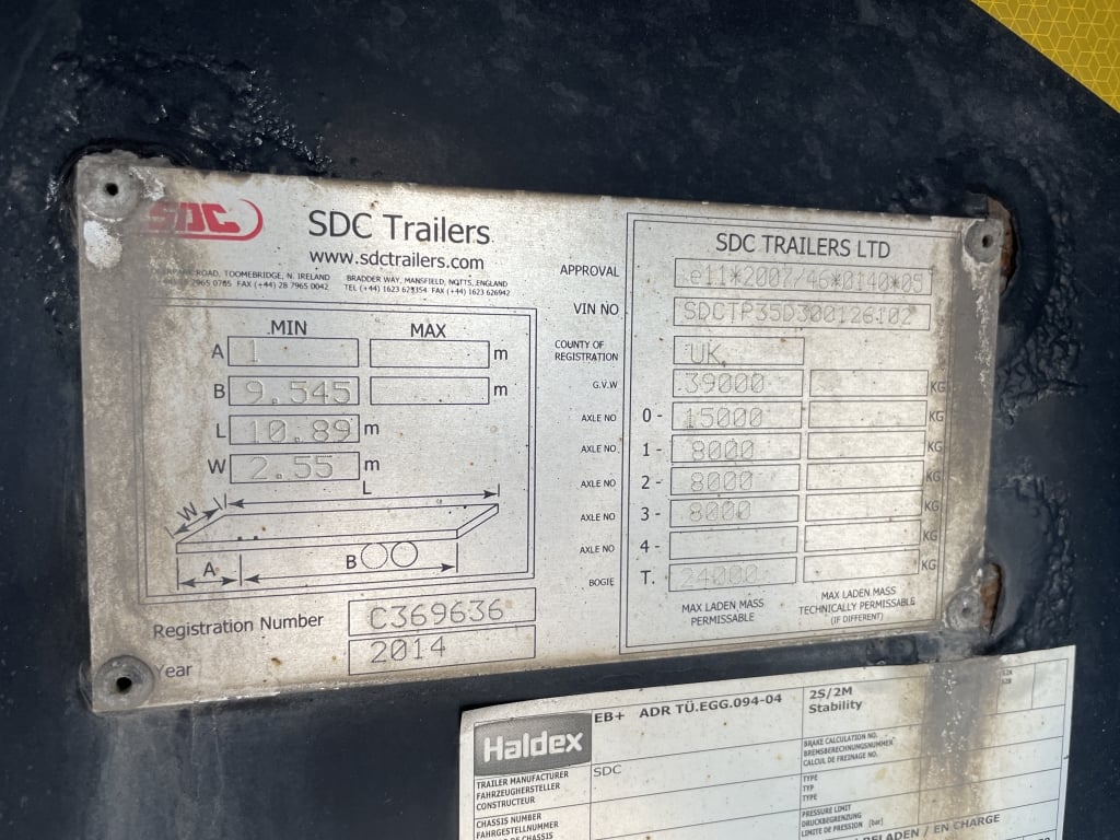 SDC 65 CU-YD ALUMINIUM PLANK SIDED BULK TIPPING TRAILER – 2014 – C369636