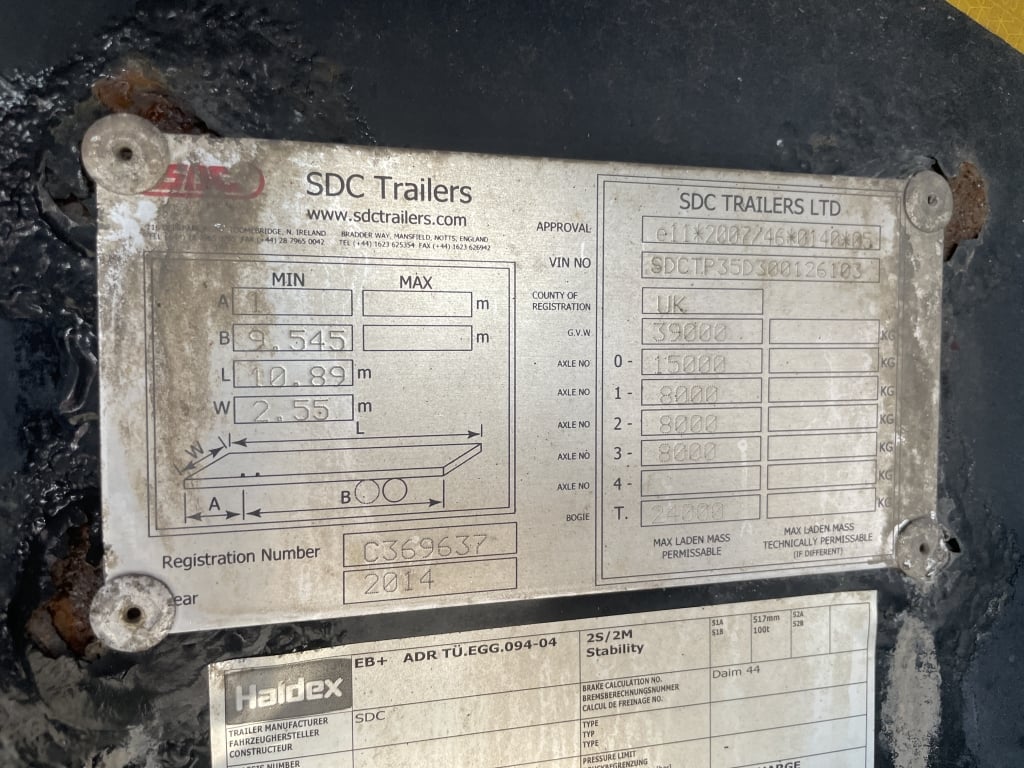 SDC 65 CU-YD ALUMINIUM PLANK SIDED BULK TIPPING TRAILER – 2014 – C369637