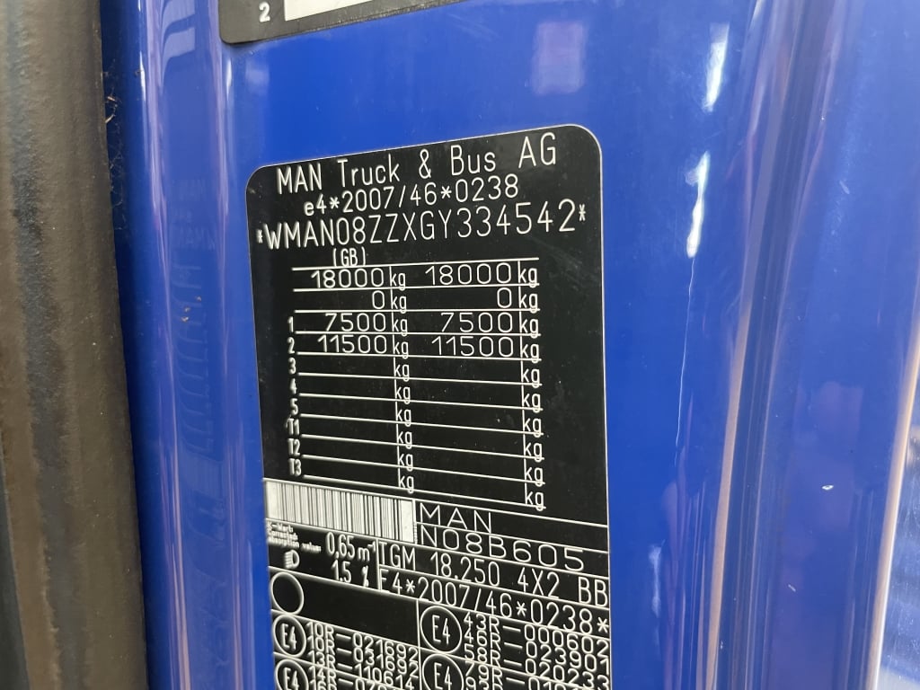MAN TGM 18.250 *EURO 6*, 4X2 18 TONNE BRICK GRAB – 2015 – DG65 ZPO