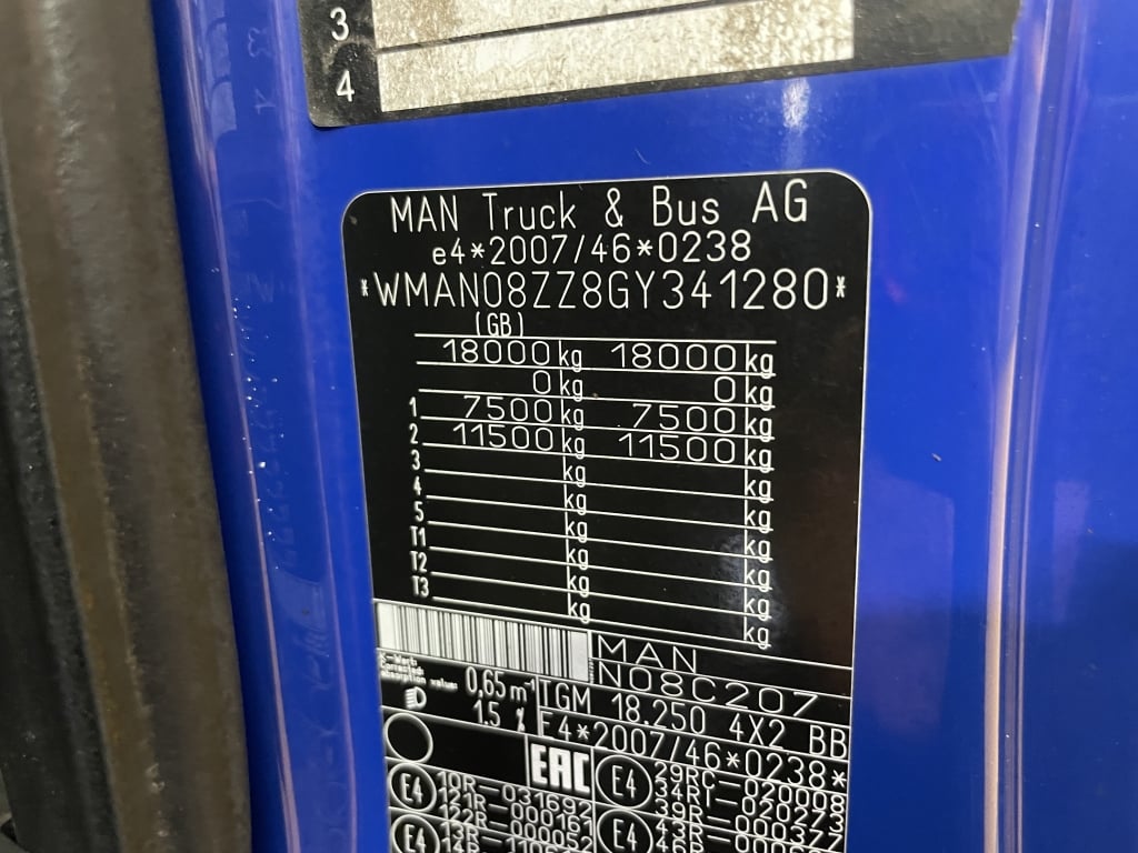 MAN TGM 18.250 *EURO 6*, 4X2 PINCE À BRIQUES DE 18 TONNES - 2016 - DG16 EEM