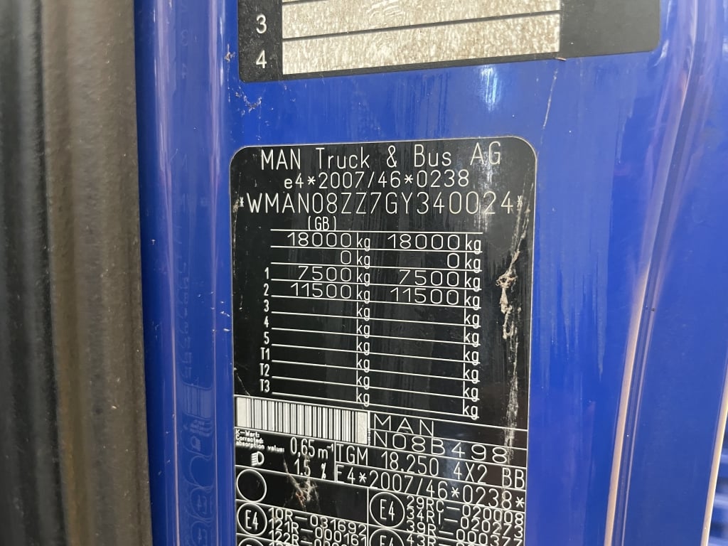 MAN TGM 18.250 *EURO 6*, 4X2 PINCE À BRIQUES DE 18 TONNES - 2016 - DG16 DXF