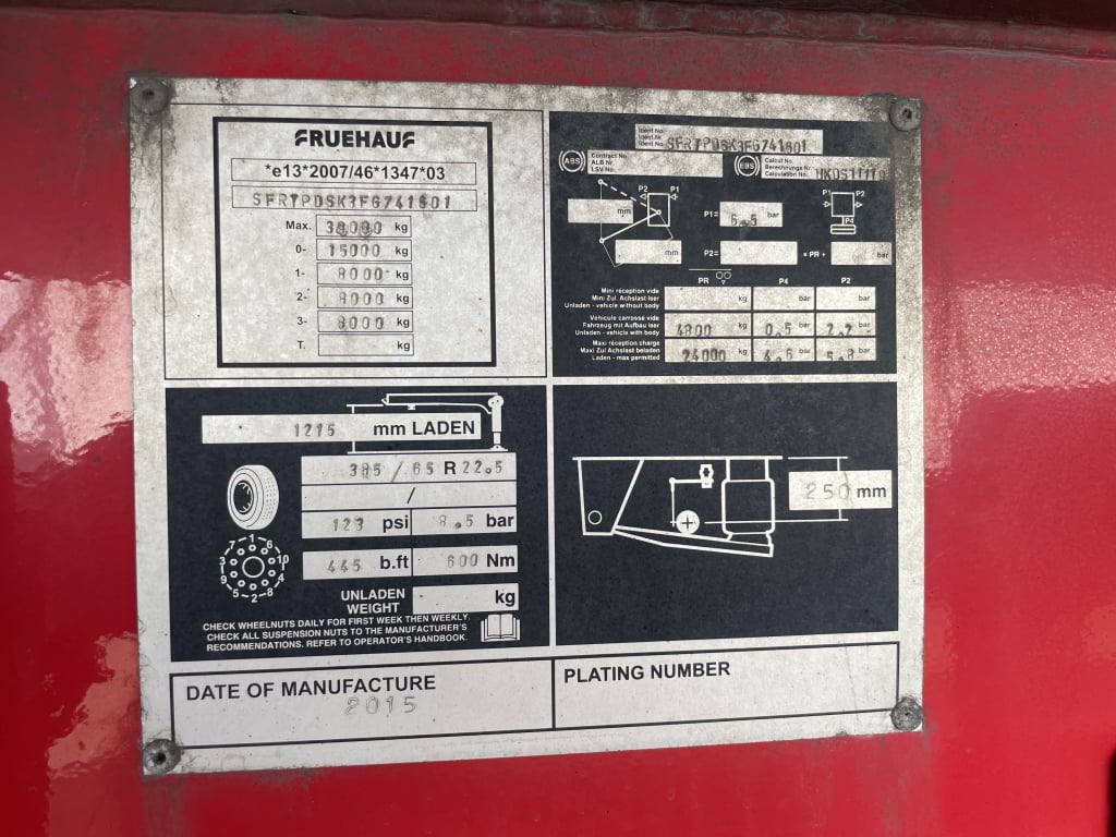 CRANE FRUEHAUF 70 CU-YD ALUMINIUM PLANK SIDED SLOPER BULK TIPPING TRAILER – 2015 – C389122
