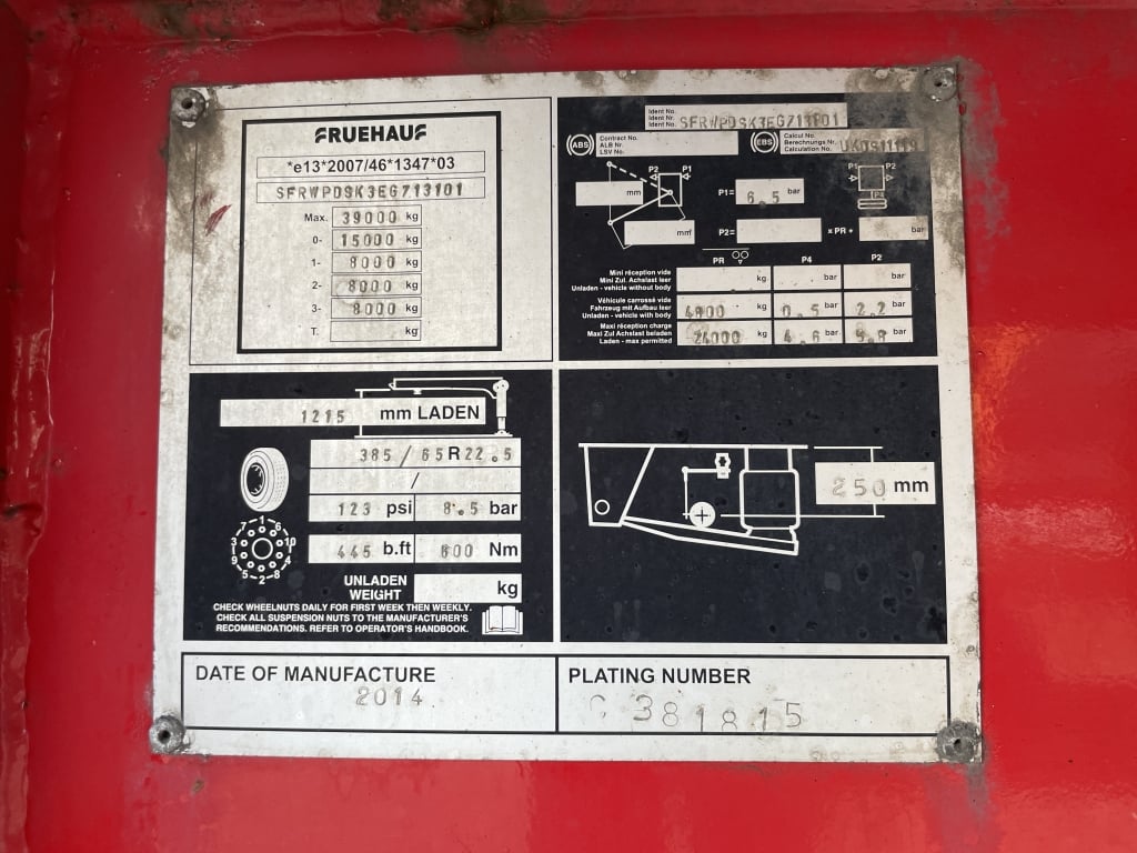 CRANE FRUEHAUF 67 CU-YD ALUMINIUM PLANK SIDED BULK TIPPING TRAILER – 2014 – C381815