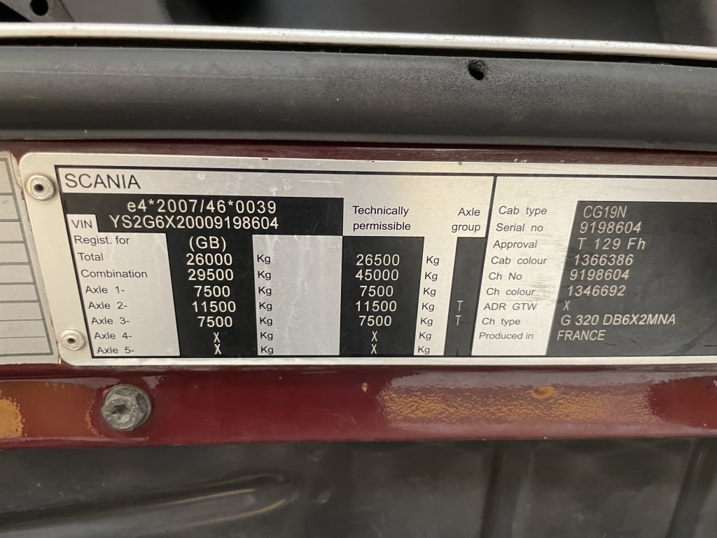 SCANIA G320 HIGHLINE *EURO 6* 26 TONNE 6X2 CURTAINSIDER – 2015 – YP15 ONR