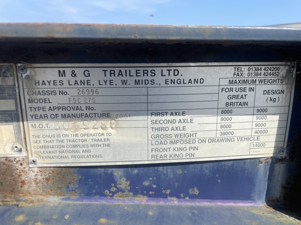 M&G 40FT FIXED SKELETAL TRAILER – 2001 – C069286