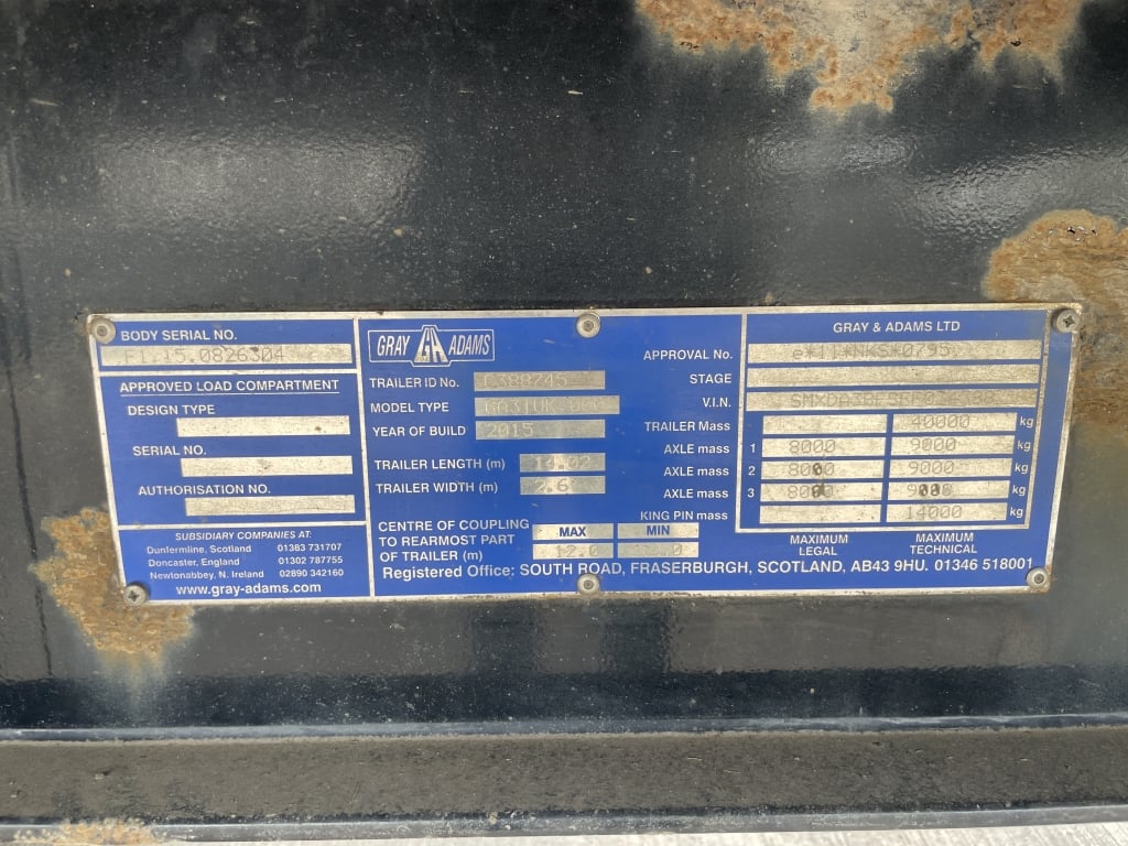 GRAY AND ADAMS 44FT FRIDGE/FREEZER BOX TRAILER – 2015 – C388745