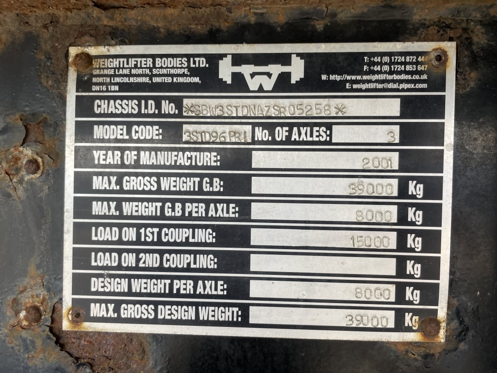 WEIGHTLIFTER ALUMINIUM BULK TIPPING TRAILER – 2001 – C078048