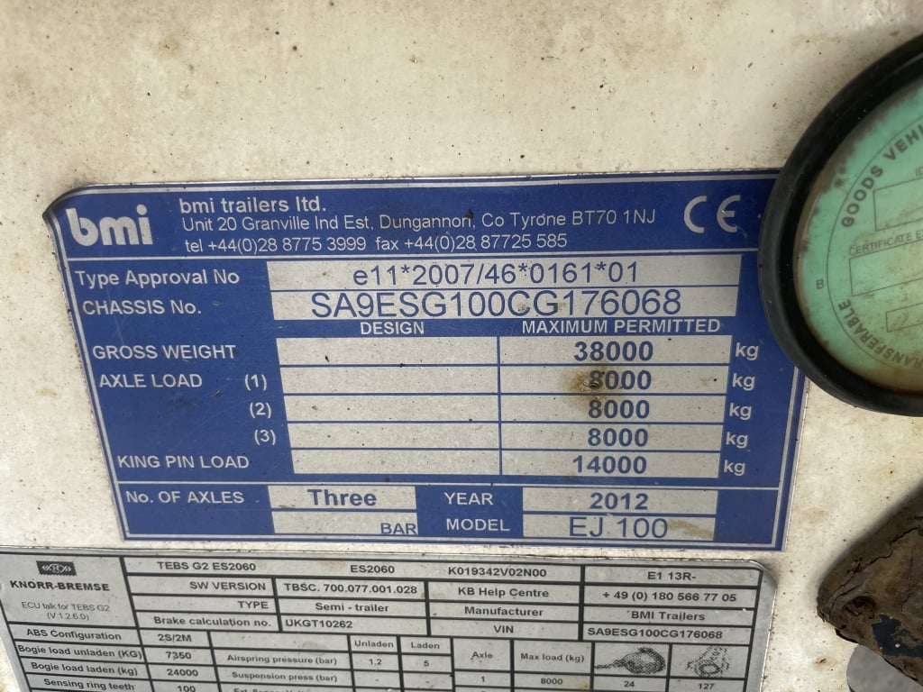 BMI 100 CU-YD STEEL EJECTOR TRAILER – 2012 – C350247