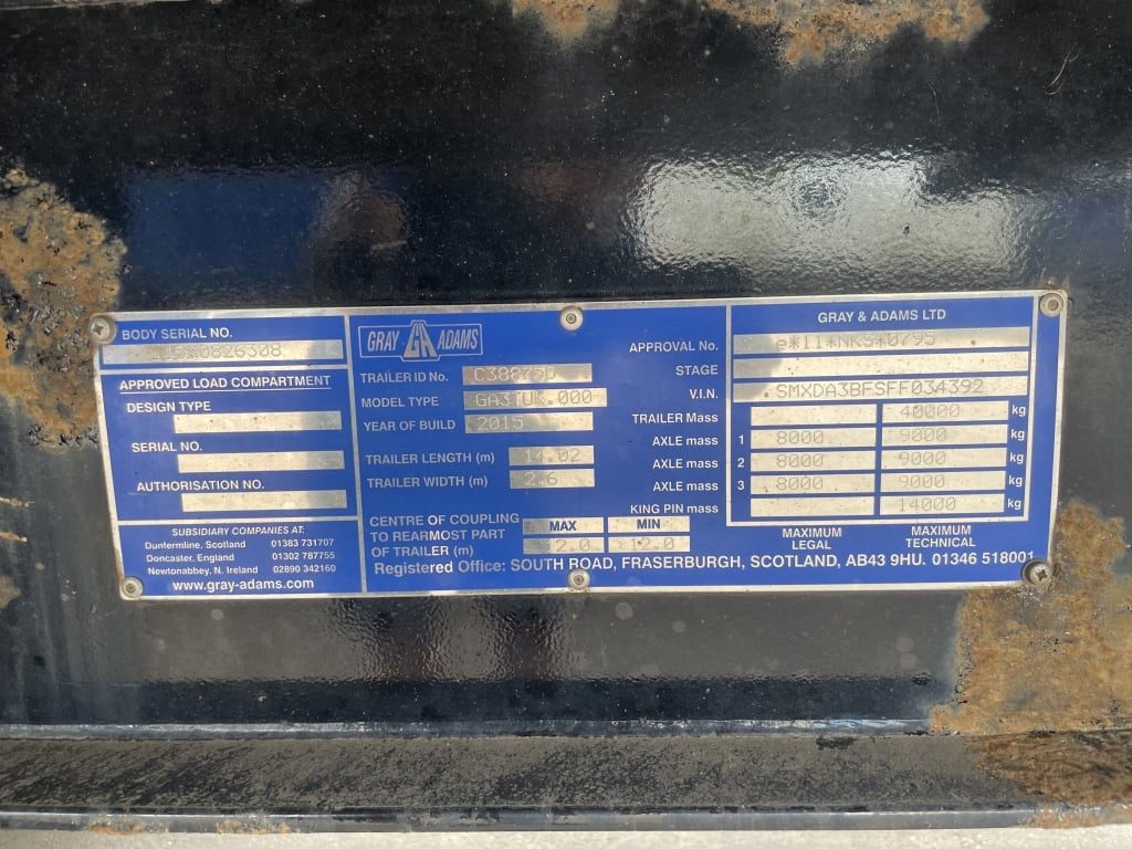 GRAY AND ADAMS 44FT FRIDGE/FREEZER BOX TRAILER – 2015 – C388750