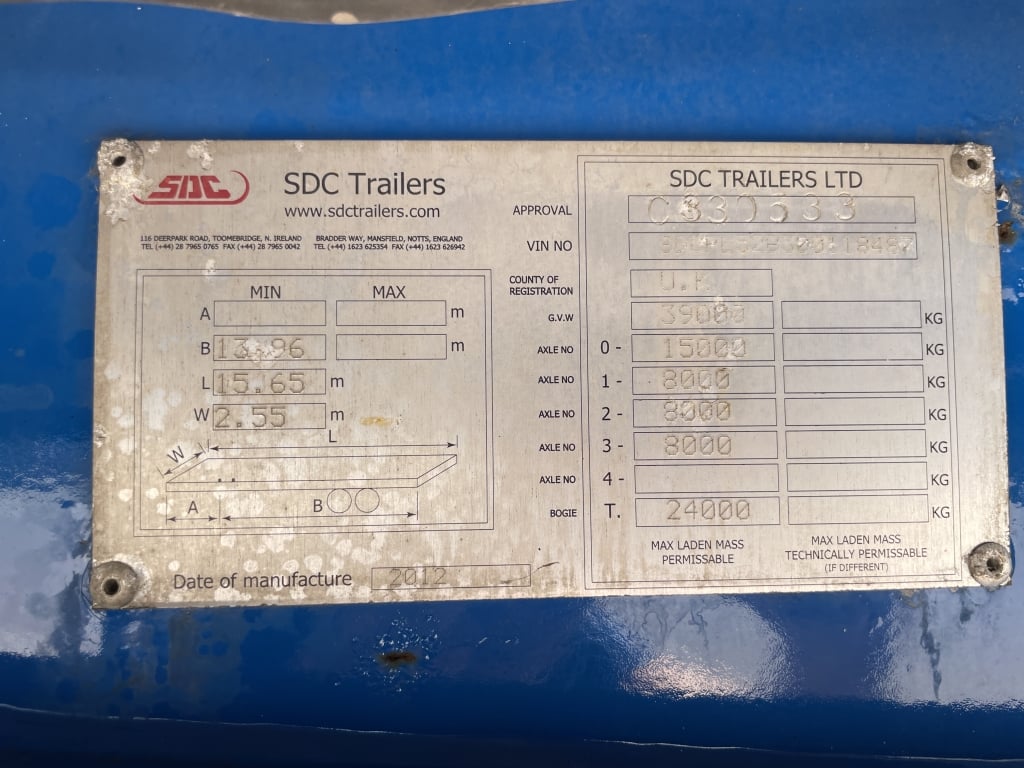 SDC 51FT/15.65M LST CURTAINSIDE TRAILER – 2013 – C330533