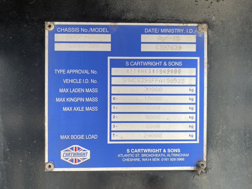 CARTWRIGHT 45FT CURTAINSIDE TRAILER – 2015 – C397639