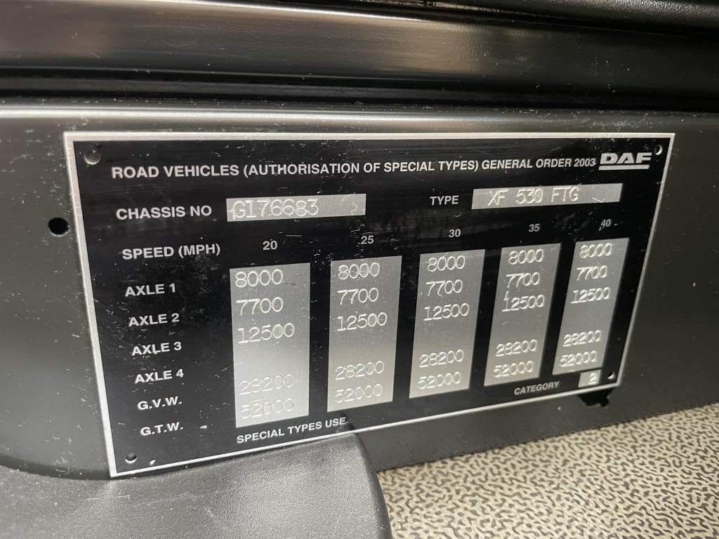 DAF XF106 530 SPACE CAB *EURO 6* 52 tonnes, modèles spéciaux, tracteur routier 6x2 – 2017 – GN67 UPA