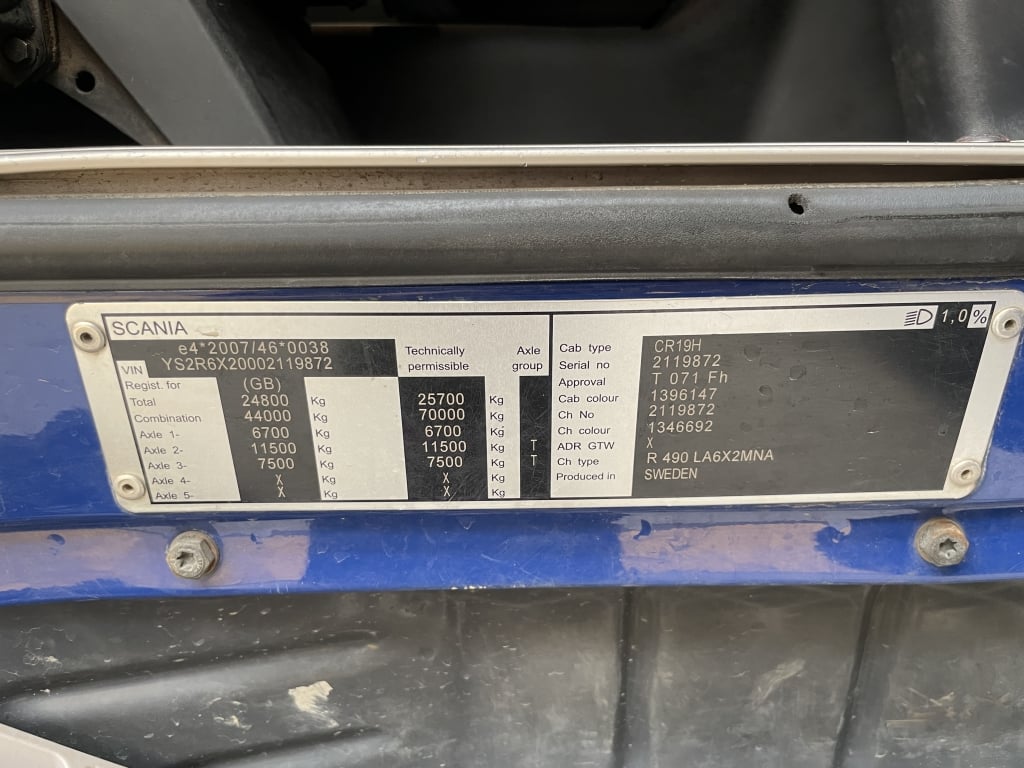 SCANIA R490 *EURO 6* HIGHLINE 6X2 TAG AXLE TRACTOR UNIT – 2016 – SM65 JWU