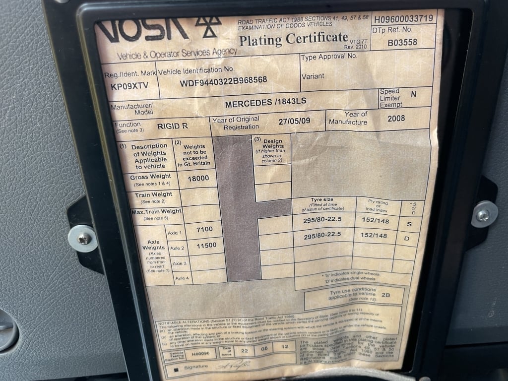 MERCEDES 1843 EURO 5 4X2, 18 TONNE REMOVAL BOX – 2009 – KP09 XTV