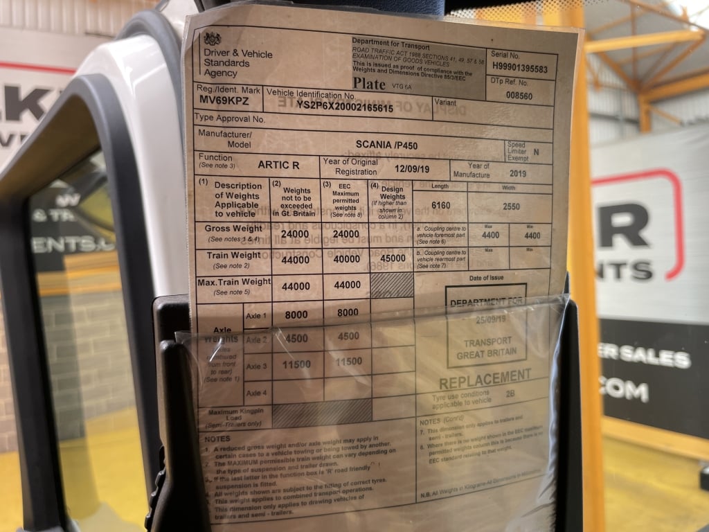 SCANIA P450 NEW GENERATION *EURO 6* PET REGS 6X2 TRACTOR UNIT – 2019 – MV69 KPZ