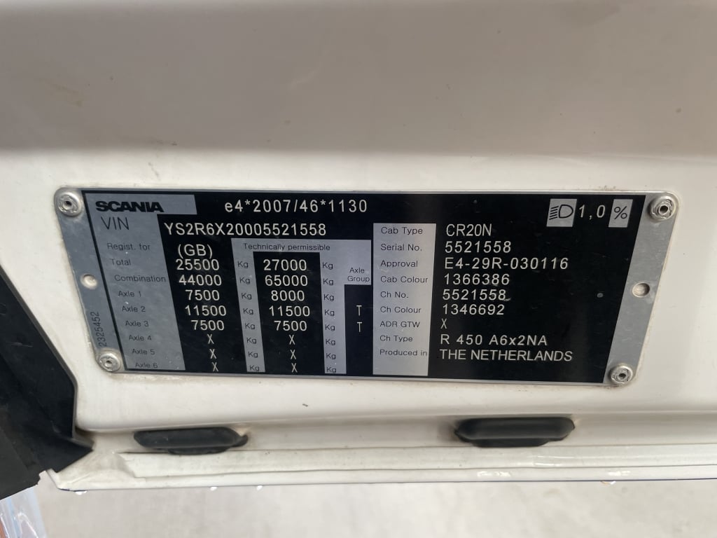 SCANIA NEW GENERATION R450 *EURO 6* 6X2 TAG AXLE TRACTOR UNIT – 2018 – SN68 XNV