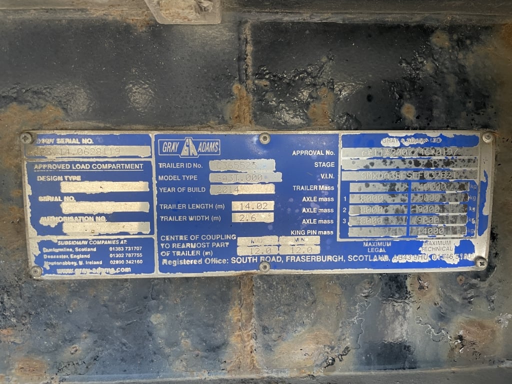 GRAY AND ADAMS 44FT FRIDGE BOX TRAILER – 2014 – C365525*