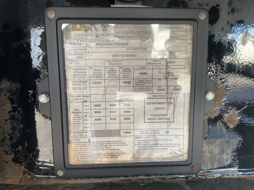 GRAY AND ADAMS 44FT FRIDGE BOX TRAILER – 2015 – C388754