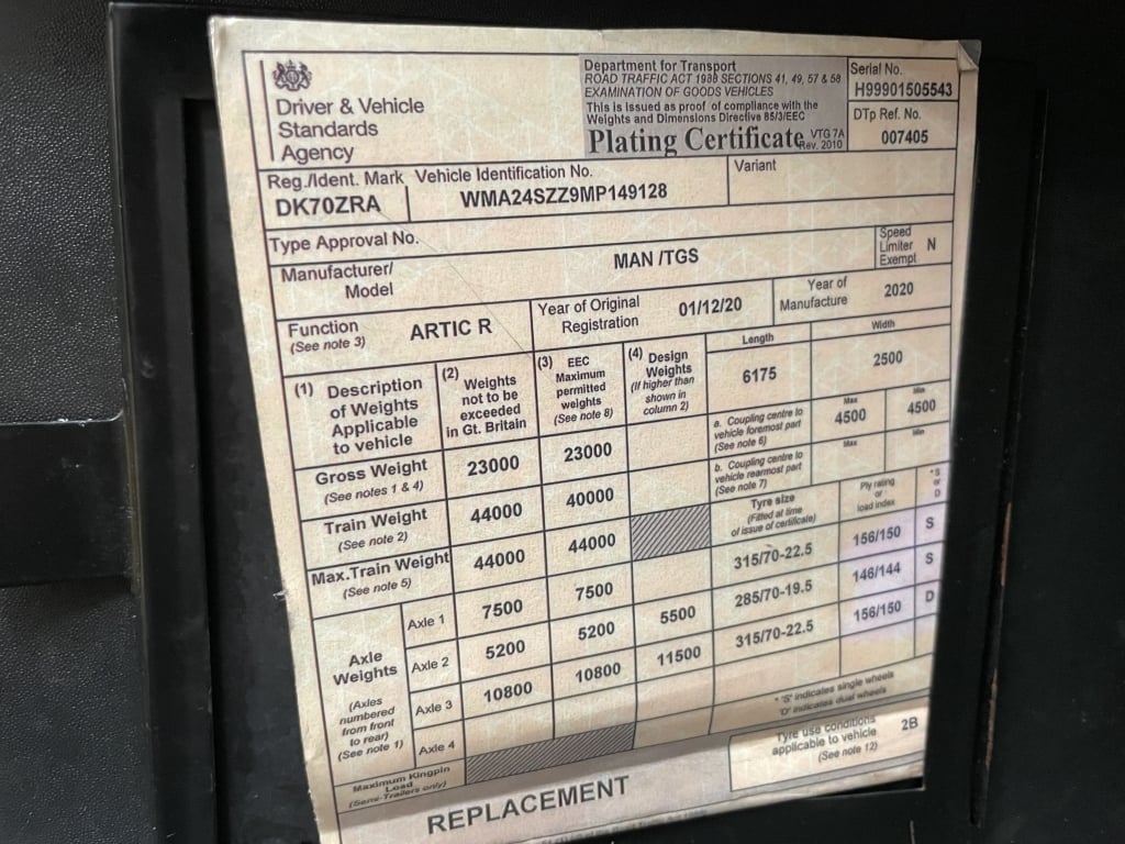 MAN TGS 24.430 *EURO 6* 6X2 PET REGS TRACTOR UNIT – 2020 – DK70 ZRA