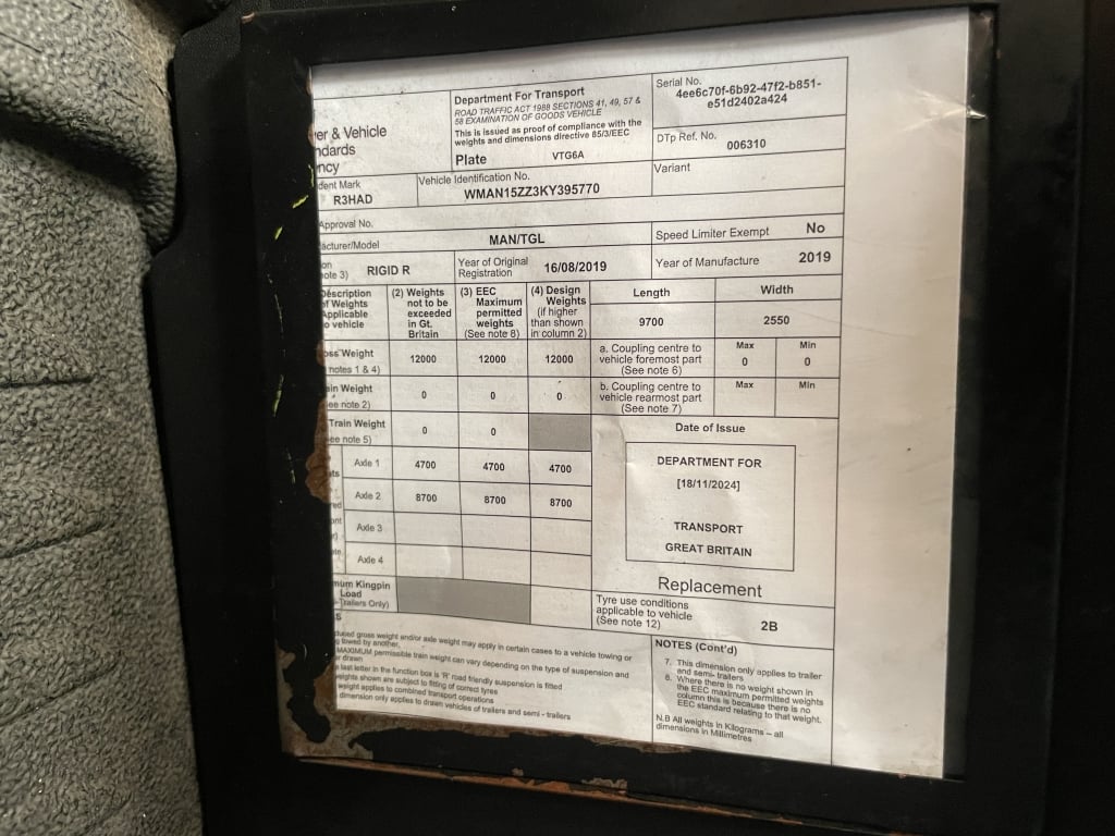 MAN TGL 12.220 *EURO 6* 12 tonnes fourgon – 2019 – MA19 BTE