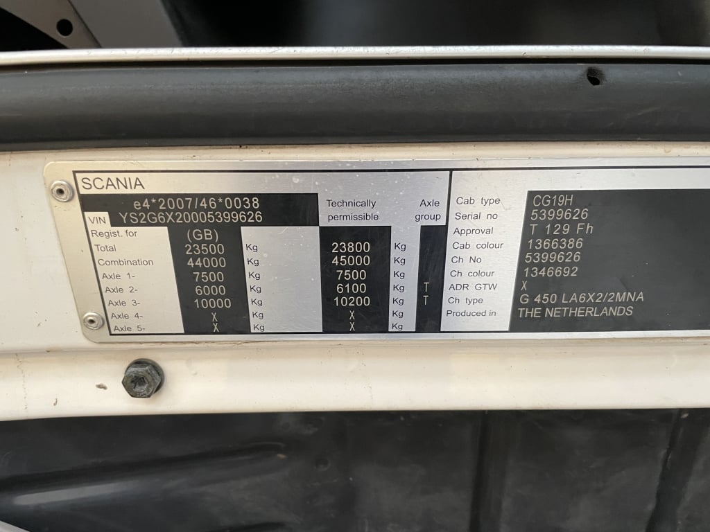 SCANIA G450 HIGHLINE *EURO 6* 26 TONNE 6X2 CURTAINSIDER – 2015 – MV65 RUW