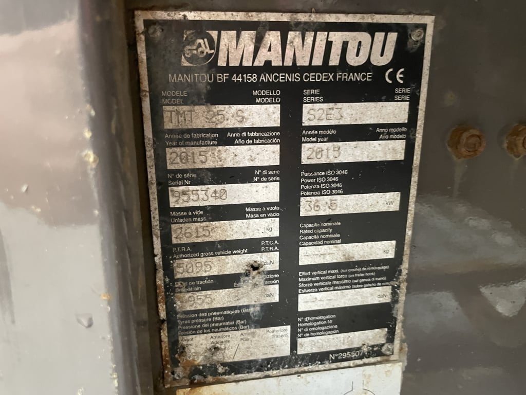 MANITOU TMT 25S DIESEL ENGINE MOFFETT – 2 TONNE LIFTING CAPACITY – 2015 – 955340