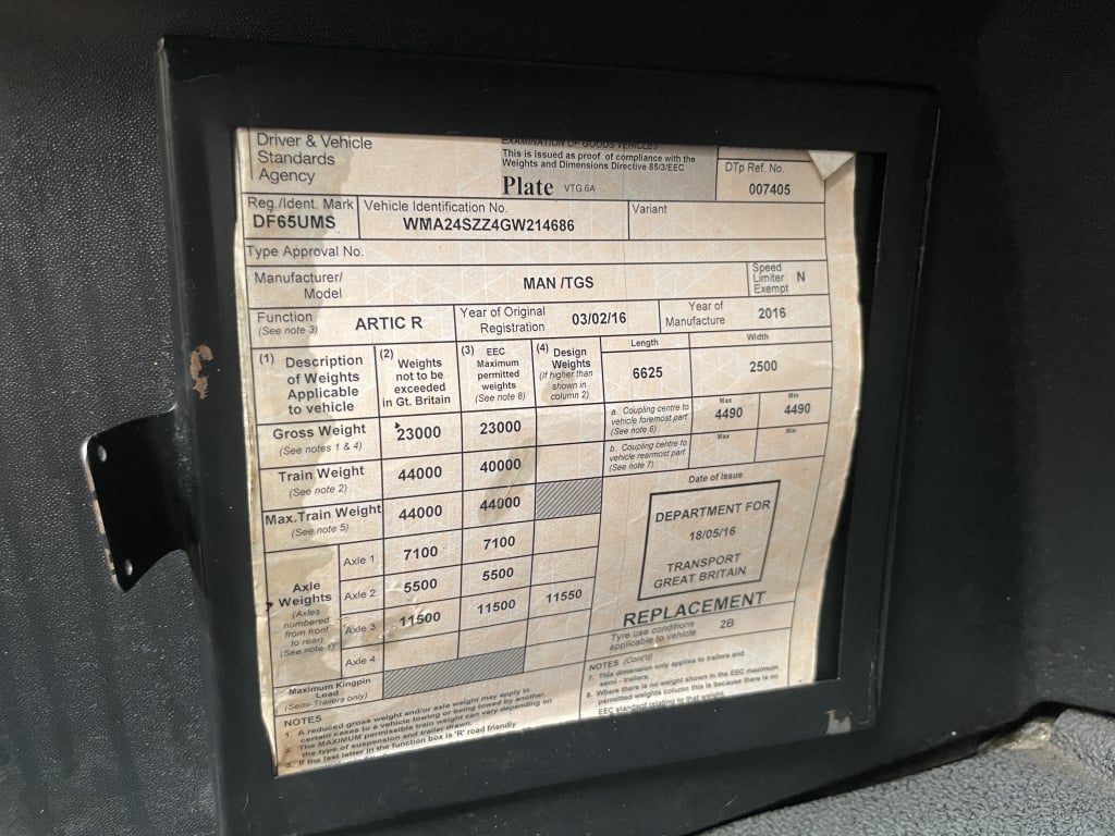 MAN TGS 24.440 *EURO 6* 6X2 TRACTEUR ROUTIER CONFORME À LA RÉGLEMENTATION PET – 2016 – DF65 UMS