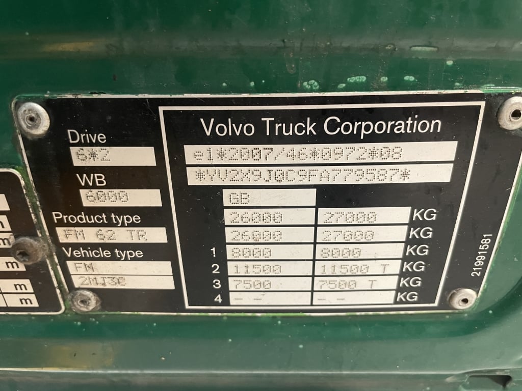 VOLVO FM *EURO 6* 26 TONNE 6X2 CURTAINSIDER – 2015 – GJ65 YHP