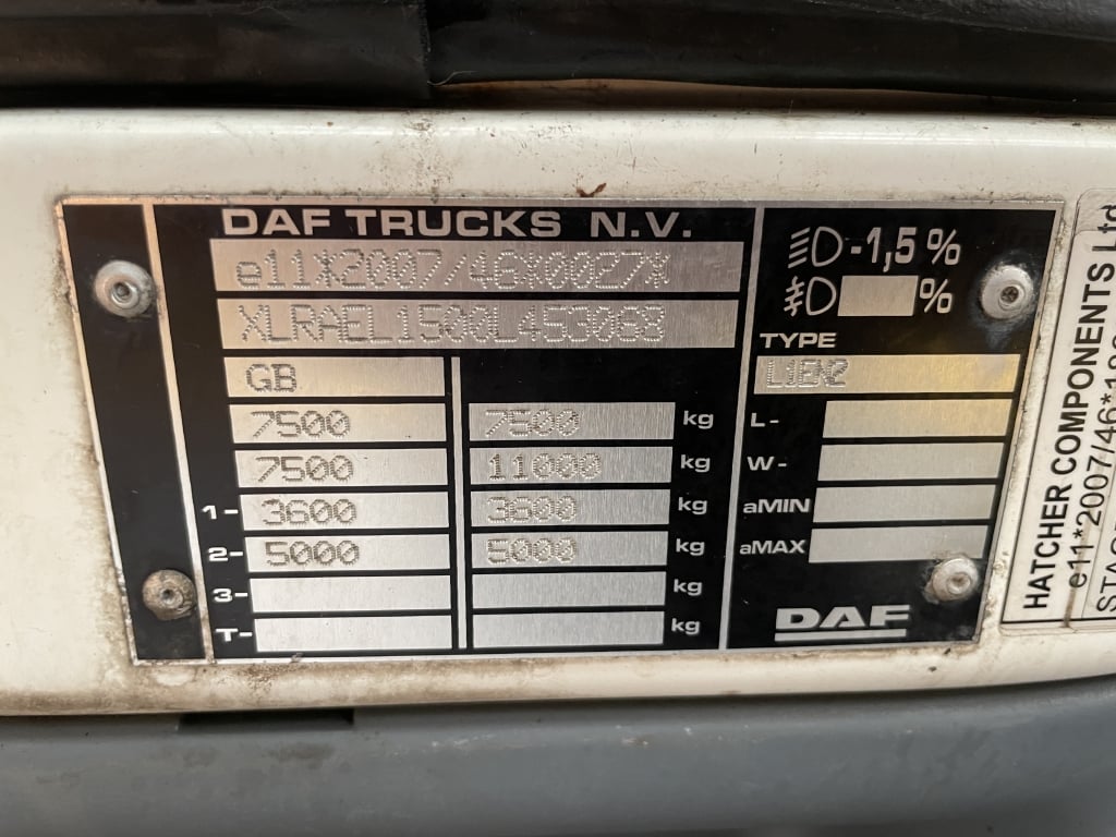 DAF LF150 *EURO 6* 4X2 7.5 TONNE FLATBED/CRANE – 2016 – MX16 LHW