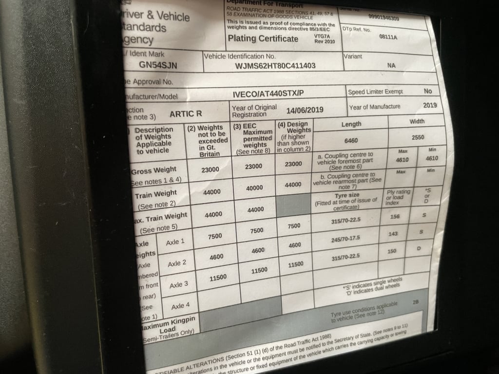 IVECO STRALIS 460 *EURO 6* TRACTEUR 6X2 – 2019 – NV19 CFA