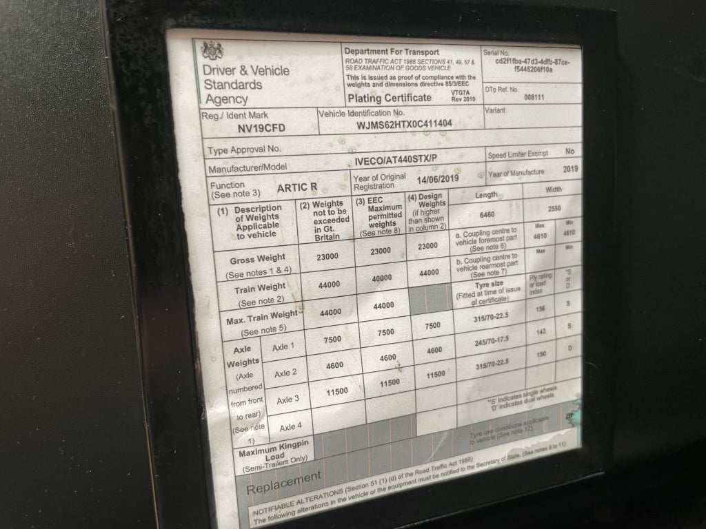 IVECO STRALIS 460 *EURO 6* TRACTEUR 6X2 – 2019 – NV19 CFD