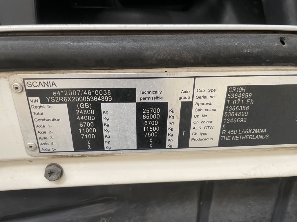 SCANIA R450 *EURO 6* HIGHLINE 6X2 TAG AXLE TRACTOR UNIT – 2014 – PX64 TYP