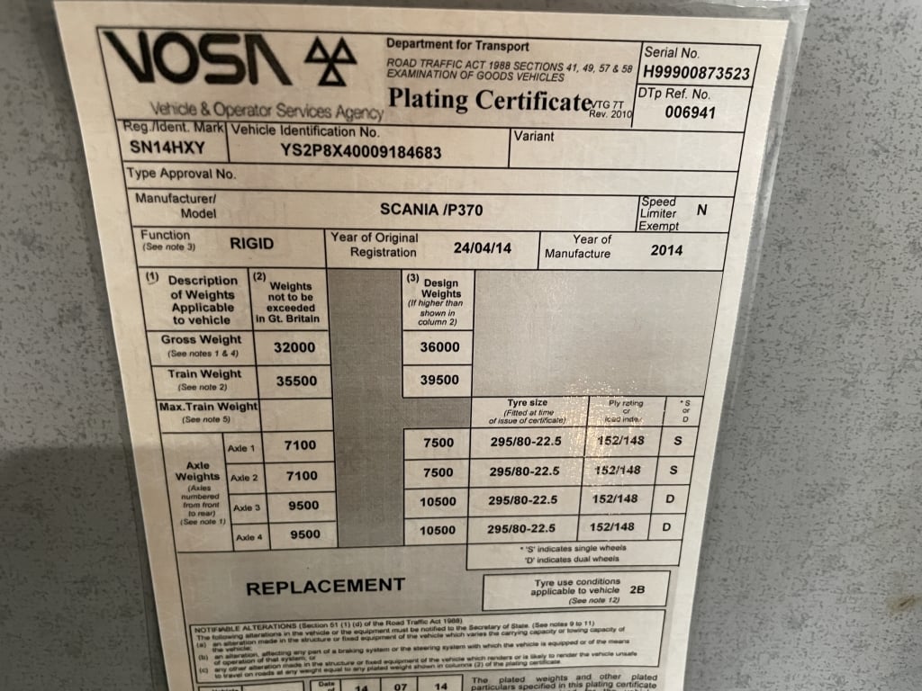 SCANIA P370 *EURO 6* 8X4 ALUMINIUM AGGREGATE TIPPER – 2014 – SN14 HXY