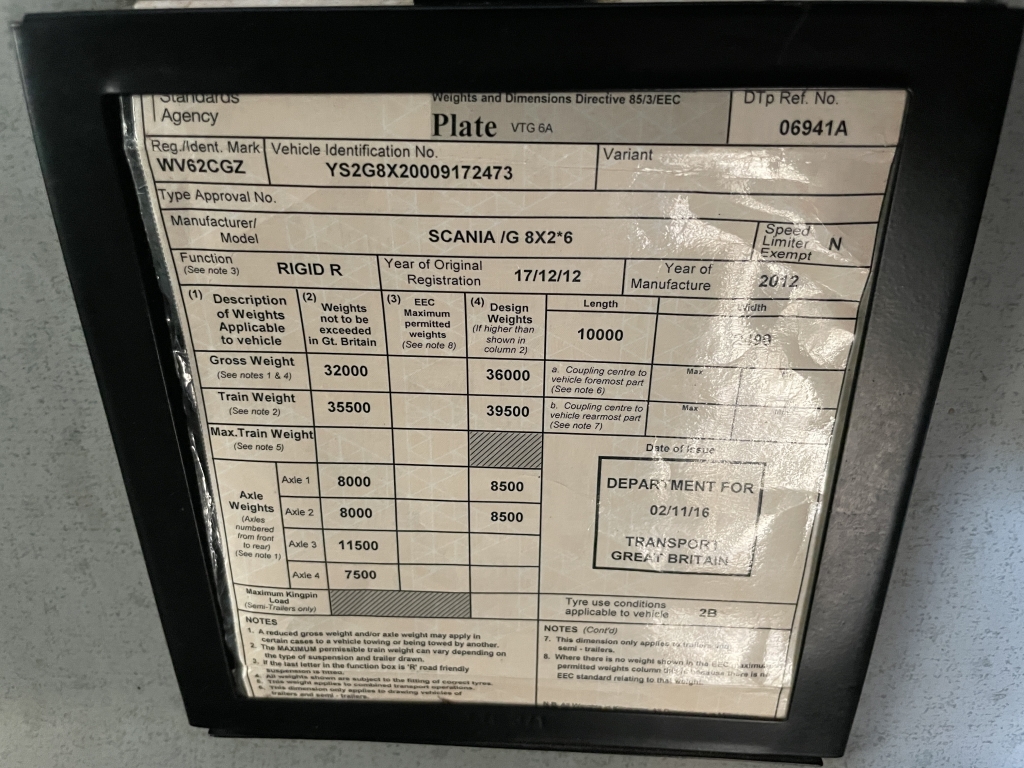 SCANIA G360 8X2 ALUMINIUM BULK BLOWER/TIPPER – 2012 – WV62 CGZ