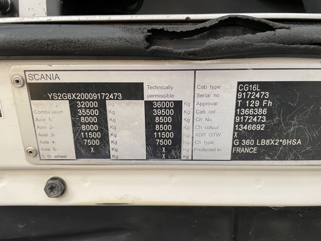 SCANIA G360 8X2 ALUMINIUM BULK BLOWER/TIPPER – 2012 – WV62 CGZ